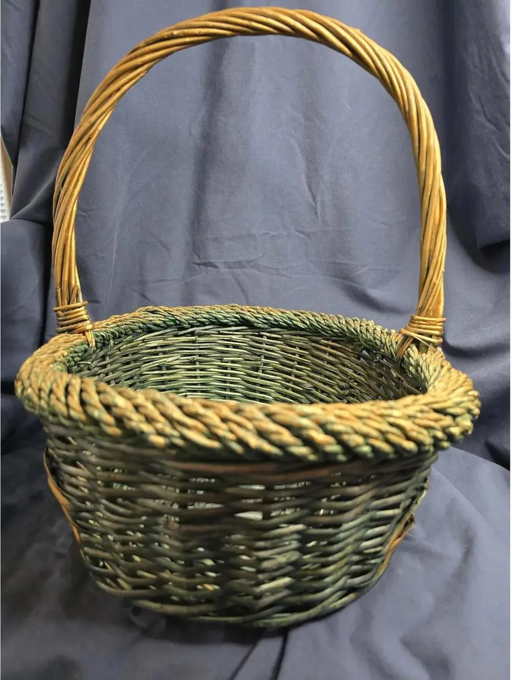 Vintage Woven Rattan/Bentwood Gathering Basket